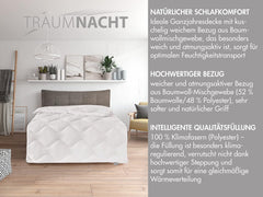 Traumnacht Comfy Cotton Mono plapumă pentru toate anotimpurile, Plapumă de tranziție ideală cu capac din amestec de bumbac, 135 X 200 cm, lavabilă, certificată Oeko-Tex, produsă în conformitate cu standardul de calitate german Plapumi si pilote Naty Shop