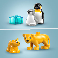 LEGO DUPLO Wildtier-Familien: Pinguine und Löwen – Spielzeug zur Förderung der Feinmotorik für Mädchen & Jungen ab 2 Jahren – Lernspielzeug für Kleinkinder mit 4 Tierfiguren – Geschenkidee – 10442