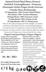 1 kg Prunes séchées naturellement, sans noyaux, sans additifs, sans sucre, sans édulcorants, rien d'artificiel, provenant des jardins fruitiers bulgares Produits déshydratés Naty Shop