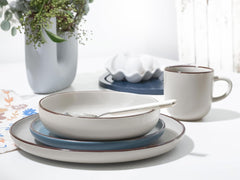 CreaTable, 21016, série moderne Scandic bleu-gris, service de table 16 pièces, service combiné en porcelaine, passe au lave-vaisselle et au micro-ondes, fabrication de qualité