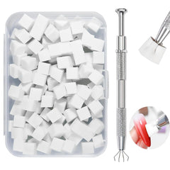 Pinceaux à ongles,100 pièces de pinceaux pour Nail Art avec pinces métalliques,éponge à ongles,pinsel à ongles,accessoires de manucure pour ongles,une variété de modèles d'art d'ongle dégradés à utiliser