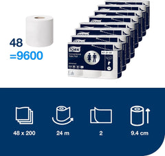 Hârtie igienică Tork Small Roll White T4, Advanced, 2 straturi, 48 × 200 foi, 472161