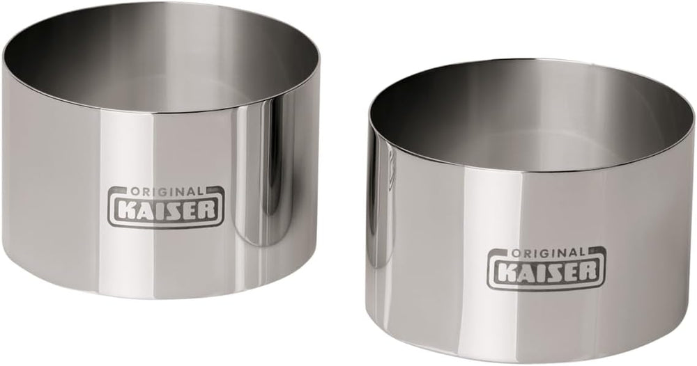 Original Kaiser Inspiration Lot de 2 bagues à dessert en acier inoxydable de 8 cm pour une présentation attrayante, passe au lave-vaisselle, argent