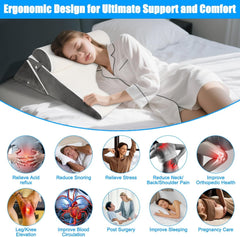 Oreiller compensé réglable pour lit, oreiller de lecture pour lit et canapé, oreiller de reflux en mousse, oreiller de dos, apnée du sommeil, lecture, élévation du sommeil, oreiller de jambe, maux de dos, ronflements