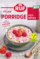 RUF Vegan Porridge Red Berry Oats, Porridge aux fraises et framboises, 60 grammes Céréales Naty Shop