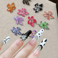 50pcs Charms d'ongles de fleurs 3D, Nail Art en gel 3D, Charms d'ongles, Bijoux d'été colorés, Accessoires d'ongles à faire soi-même, Cristaux de fleurs d'hibiscus en relief, Nail Art dégradé pour femmes