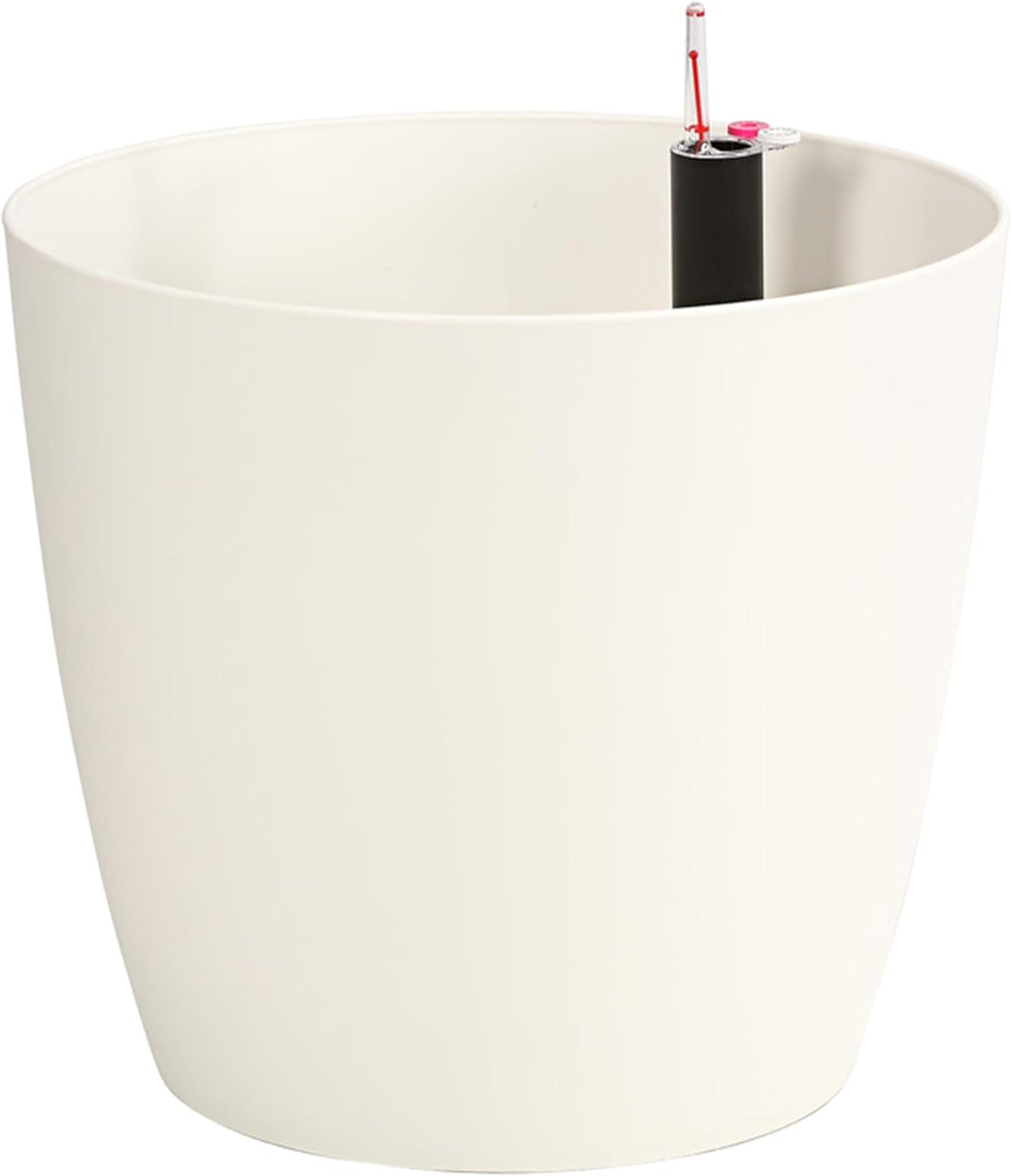 Dehner Mila pot de fleur avec système d'arrosage automatique, Ø 30 cm, hauteur 26 cm, plastique, blanc