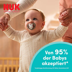 Sucettes NUK Perfect Match Air Night pour bébés | 0-6 mois | Sucettes qui brillent dans le noir qui favorisent la circulation de l'air et empêchent la bave | 95 % d'acceptation par les bébés** | Lion | Paquet de 2