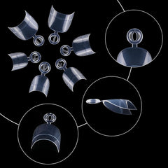 600 pièces ovales courts ongles artificiels 12 tailles demi-couverture acrylique faux ongles conseils ongles artificiels pour manucure femmes salon bricolage (transparent)