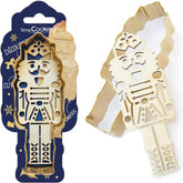 ScrapCooking - Set d'Emporte-pièces + Embosseur Casse-Noisette en Bois - Emporte-pièce de Noël en Acier Inoxydable pour Biscuits en Relief - Accessoire de Moule de Cuisson Sablé - Couleur Or - 2097