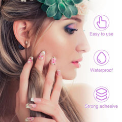 240 pièces de tampons de colle à ongles, feuille adhésive pour faux ongles, 10 feuilles d'autocollants double face transparents, respirants et super collants (gelée en gel) pour manucure et ongles artificiels, y compris un kit de manucure