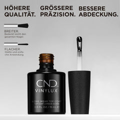 CND Vinylux - Top Coat pentru ojă, aplicare ușoară, rezistă peste o săptămână, formulă cu uscare rapidă, ușor de îndepărtat, protejează ojă, strălucire suplimentară, 15 ml