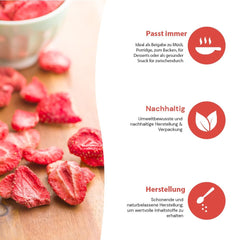 '- 150 g Fraises lyophilisées 100% naturelles et pures - Fraises séchées tranchées - Fruits secs lyophilisés sans sucre ajouté - Chips de fraises non sucrées Produits déshydratés Naty Shop