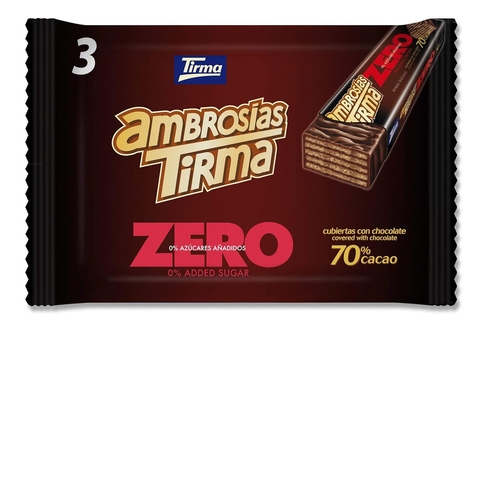 Gaufres au chocolat noir Tirma 70% cacao | Sans sucre ajouté | Convient aux régimes céto | Faible teneur en glucides | Pour les diabétiques Gaufrettes au chocolat Multi Pack | 3 pièces | 64,5g
