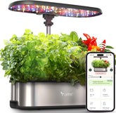 LPH-SE Système de culture hydroponique WiFi, kit de jardin d'herbes aromatiques intelligent d'intérieur de 12 pots, jardin intérieur avec lumière de culture LED 24 W, réservoir d'eau de 5,5 L, système de pompage, minuterie automatique