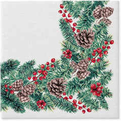 PAW - Serviettes Airlaid (40 x 40 cm) I 50 pièces I Parfaites pour Noël, l'hiver, les vacances I Décorations de table pour le réveillon de Noël I Serviettes en tissu Airlaid Branches d'hiver I Branches d'hiver