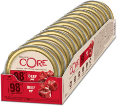 Wellness CORE 98% 12 x 85g, Boeuf - Nourriture humide pour chats, pâté épais, sans céréales, naturelle, hypoallergénique, riche en protéines, riche en viande