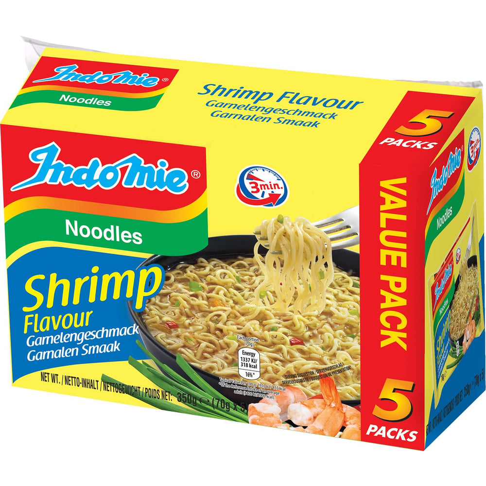 INDOMIE - Nouilles instantanées aux crevettes, paquet de 5 - (1 x 5 x 70 g)