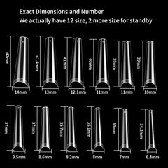 240 pièces d'ongles artificiels, pointes de faux ongles extra longues, couverture complète, pointes d'ongles ballerine (transparent)