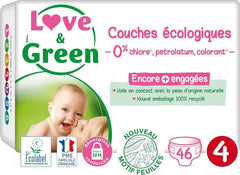 Love & Green, couches sans chlore, paquet pour 1 mois, taille 4 Mère et Enfant Naty Shop