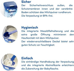 Humana Kindergetränk 1+, ab 1 Jahr, Milchpulver für Kindermilch, nährstoffreiche Milch für Kleinkinder, as gelegentliches Milchgetränk oder zur Mahlzeit, 650 g
