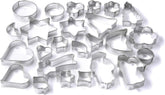 Set de forme de biscuiți Zenker, 25 de piese, patiserie, forme pentru biscuiți, biscuiți și fondant, forme de biscuiți în diferite dimensiuni și o varietate de modele, cantitate: 1 x set de 25 de piese, culoare: argintiu