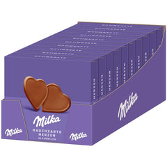 Milka I love Milka Hearts – Chocolat au lait alpin fondant et fines noisettes des bois – 10 x 130g
