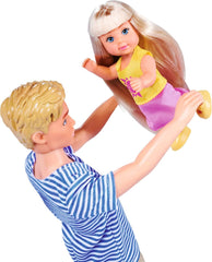 Simba 105733673 - Steffi Love Happy Family, poupée enceinte, Kevin, Evi et bébé avec poussette, 11 pièces, accessoires, 30 cm, à partir de 3 ans