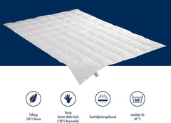 Irisette Nora plapumă de puf Plapumă ușoară de vară cu capac din bumbac 100%, umplutură din puf 100% clasa I, 135 X 200 cm, certificat Oeko-Tex, produs în conformitate cu standardul de calitate german Plapumi si pilote Naty Shop