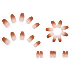 24 pièces French Press On Ongles Courts Cercueil Ongles Artificiels Rose Corail Ombre Ongles Adhésifs Ballerine Ongles Ensemble Acrylique Ongles Conseils Femmes Printemps Été Accessoires Ongles