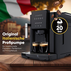 Machine à expresso ProfiCook® entièrement automatique avec mousseur à lait pour cappuccino | Broyeur conique | avec fonction chauffe-tasses | Pompe professionnelle italienne | Écran tactile | Expresso | PC KAV1281