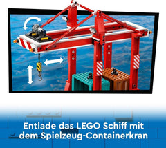 Port LEGO City avec cargo, jouet de construction pour garçons et filles à partir de 8 ans, idée cadeau pour enfants, grue à conteneurs, bateau jouet et 8 figurines 60422 Jeux de construction Besuche den LEGO-Store