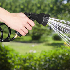Relaxdays Tuyau spiralé extensible jusqu'à 10 m Tuyau d'arrosage flexible avec pulvérisateur d'eau 7 modes de pulvérisation Noir