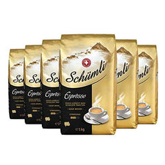 Schümli Espresso en grains 1kg, paquet de 6 (6 x 1000g)