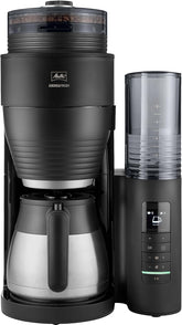 Melitta AromaFresh Therm Pro X – Espressor cu filtru, râșniță integrată, rezervor de apă detașabil, carafă termică din oțel inoxidabil și funcție de temporizator, pentru până la 8 cești de cafea, negru/argintiu