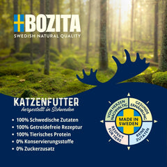 Bozita Pouch Nassfutter Häppchen in Sauce mit Pute - 12x85g Portionsbeutel getreidefreies & weizenfreies Futter für Katzen - Katzennassfutter für erwachsene Katzen mit 8,5% Protein & 4,5% Fettgehalt
