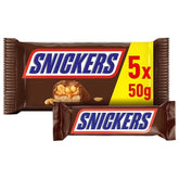 Barre de chocolat Snickers, cacahuètes et caramel, paquet de 5 barres | Snack-foot | (1x5x50g)
