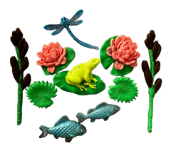 Set 10 decoratiuni comestibile din pasta de zahar, Viata pe lac Decoratiuni din Pasta de Zahar Naty Shop