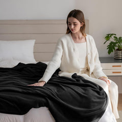 Couverture douillette en polaire moelleuse 130 x 150 cm, couverture de lit, couverture de canapé, grandes couvertures et jetés doux pour adultes, jeté de canapé chaud, lavable en machine, noir, lits et couvertures Good Nite