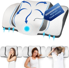 Oreiller orthopédique, oreiller cervical ergonomique, oreiller de tête, oreiller original en mousse à mémoire de forme pour le soutien des côtés, du dos et du ventre, oreiller de soutien du cou pour hommes, femmes (67,3 x 38,2 x 13,8/3 cm) Oreillers orthopédiques cervicaux Naty Shop Gris foncé - Nouveau