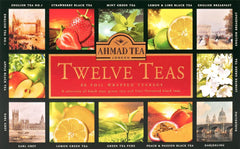 Ahmad Tea Twelve Teas – 12 assortiments de thé noir et vert avec différentes saveurs – 60 sachets de thé emballés individuellement, scellés pour préserver les saveurs, 120 g de thé
