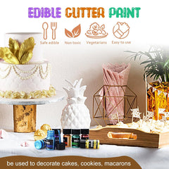 Paillettes liquides comestibles - 7 couleurs de paillettes comestibles arc-en-ciel pour la décoration de gâteaux, boissons, pâtisserie, muffins - Poudre de paillettes comestibles liquides comestibles pour cocktails, fondants, gâteaux