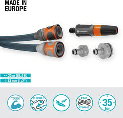 Gardena Liano Xtreme 1/2" 20 m set : Tuyau d'arrosage textile extrêmement robuste avec tuyau intérieur en PVC léger et résistant aux intempéries (18470-20)