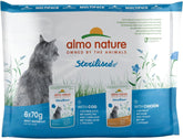 Almo Nature Functional - Sterilizat - Hrană umedă pentru pisici adulte și senior, sterilizate sau mai puțin active - cu cod și pui - Conținut scăzut de grăsimi, hidratantă - 70g (pachet de 6)