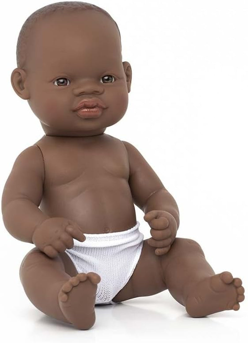 Miniland Baby poupée, garçon africain, 32 cm, anatomiquement correcte