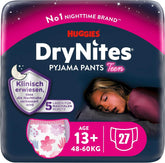 Couches de nuit Huggies Drynites pour filles de 13 à 17 ans environ (48-60 kg), 27 pièces (3X9), forfait mensuel Mère et Enfant Naty Shop