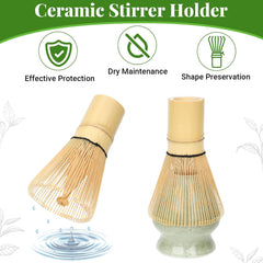 Alyvisun Service à thé matcha 5 pièces avec théière matcha et support à thé matcha, cuillère à café, cuillère à café, service à thé matcha pour les amateurs de matcha, idéal pour les débutants et les amateurs