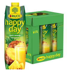 Rauch Happy Day Ananas | Explosion de saveurs tropicales | Fabriqué à partir de jus d'ananas 100 % concentré | 6 x 1 litre, Tetra Prisma Boissons sans alcool Naty Shop