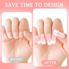 360pcs bouts d'ongles adhésifs pour ongles artificiels avec boîte de rangement et lime à ongles (rectangulaire)