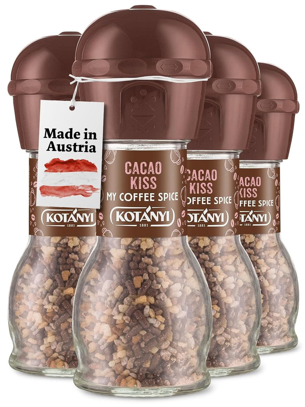 Garniture pour café Kotanyi Cacao Kiss | Merveilleux chocolat avec de fins morceaux de chocolat, paquet de 4 (4 X 63 grammes) Naty Shop Cacao Kiss 4 x 63 grammes